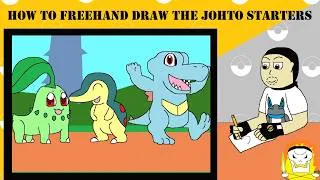Thumbnail: How to freehand draw the Johto/gen 2 starter Pokémon