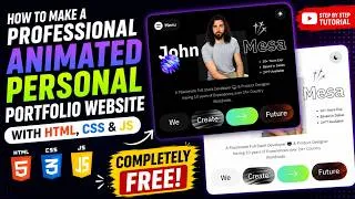 Thumbnail: How to Make a Professional Animated Personal Portfolio Website for FREE using HTML, CSS & JavaScript