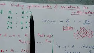 Thumbnail: Optimal Parenthesization in Matrix Chain Multiplication Numerical-Parentheses/ Order/ Bracket in MCM