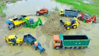 Thumbnail: JCB 3DX Mud loading BharatBenz Dumper Eicher Tractor Accident Pulling Jcb 3dx Toyota Car ? CS Toy 