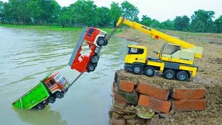 Thumbnail: Dumper Auto Rickshaw Defender Car Crane Accident Muddy Water Pulling Crane Jcb kids video ? CS Toy 