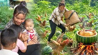 Thumbnail: Unique cooking recipe: Harvesting watermelons for sale, making steamed chicken for Nhi, Khoi & Tuyet