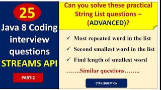 Thumbnail: Java 8 programming interview questions and answers using String list - part 2 #java8stream #java8