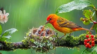 Thumbnail: Music therapy 🎹 Gentle Bird Sounds & Peaceful Rain 🌧️🐦stress and fatigue 💚