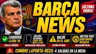 Thumbnail: 💥 BOMBAZO🚨 BARÇA NEWS  LIVAKOVIĆ, JULIÁN ÁLVAREZ, BALDE LAPORTA REUNION SALIDAS Y MAS