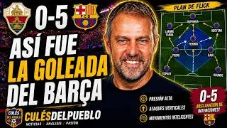 Thumbnail: 🔥 ¡EL BARÇA LO VOLVIÓ A HACER! 0-5 al Elche 😱 Mira cómo Flick destrozó al rival. 👇