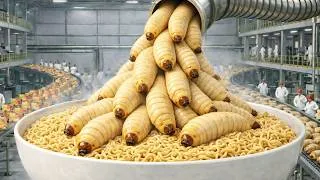 Thumbnail: 🥥 Inside the Giant Coconut Worm Factory | Palm Larvae to Instant Noodles 🍜 Full Process