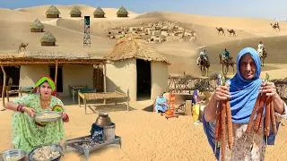 Thumbnail: Desert Woman Morning Routine at India Pakistan Border | Cooking Village food | Culture of Pakistan