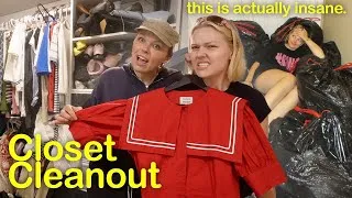 Thumbnail: extreme closet cleanout of my sister's hoarder closet (purging clothes for first time in years lol)
