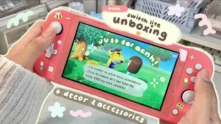 Thumbnail: ⋆𐙚₊˚ unboxing & customizing nintendo switch lite (coral) 🍑 + acnh intro 🏝️