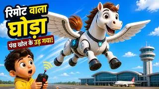 Thumbnail: बैटरी वाला घोड़ा 🐴 | उड़ता घोड़ा Airport पर ✈️ | Kids Rhymes Hindi | Hindi Kids Song