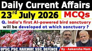 Thumbnail: 23rd July 2026 Current Affairs🔥 | Daily MCQs | Today’s Most Important MCQs #currentaffairs2026