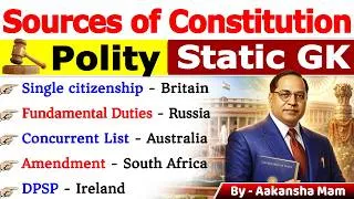 Thumbnail: 🔥 Sources of Indian Constitution | Borrowed Features | Indian Polity | Static GK #polity #staticgk