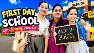 Thumbnail: 😱 FIRST DAY OF SCHOOL! 🏫 | BACK TO SCHOOL ❤️ | Jinni & Dhwani Full Excited 🤯 | Cute Sisters