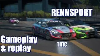 Thumbnail: A tough race! Rennsport gameplay & replay. Hyundai Elantra TCR. Kuala Lumpur street circuit 4 laps.