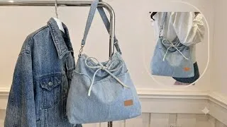 Thumbnail: 👜 Crossbody Bag with Pockets From Old Jeans | Bolso sencillo con bolsillos | Upcycled Crafs 👖👜