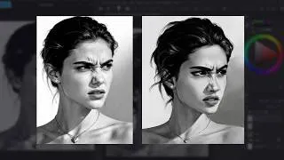 Thumbnail: Stylized Portrait from Photo | Grayscale Digital Painting Timelapse (Photoshop)
