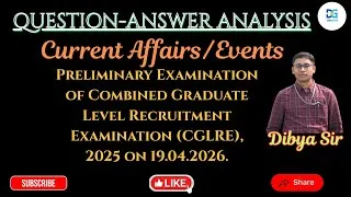 Thumbnail: Answer Key of Current Affairs/Events of Preliminary Exam of OSSCCGLRE-2025 held on 19.04 2026 #ossc