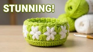 Thumbnail: Little Fresia Decorated Crochet Basket