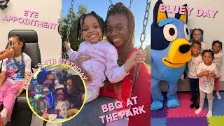 Thumbnail: Young Mom Life Vlog 💕 | Amara’s 4th Birthday, Bluey Day, BBQ, Eye Appointment
