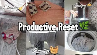 Thumbnail: Cozy & Aesthetic: Morning Reset 🌸🧹🧺 | Satisfying Cleaning, Laundry, & Cooking |‎Productive Vlog