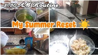Thumbnail: Busy Summer ☀️ Weekend Vlog | 8:30 AM Morning Routine ,Cleaning & healthy Meal Prep 🍲|  Productive!