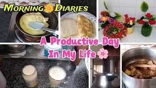Thumbnail: A Productive Day in My Life 🌸 | Morning⛅ Diaries | Breakfast 🥪, Cleaning & Cooking | Daily Vlog