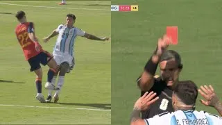 Thumbnail: Enzo Fernández red card vs Spain vs Argentina for foul on Pau Cubarsí, Enzo Fernández sent off
