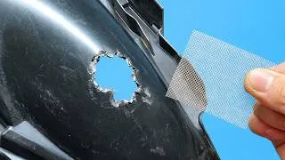 Thumbnail: Plastic welding with steel mesh: a unique and effective repair method.