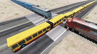 Thumbnail: Long Articulated Bus Accident on Rail #127 - Beamng.Drive | Dancing Cars