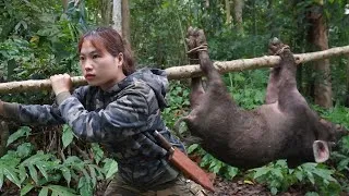 Thumbnail: Survival Skills: Detect Wild Boar, Set Traps Fast, Build New Shelter, survival alone