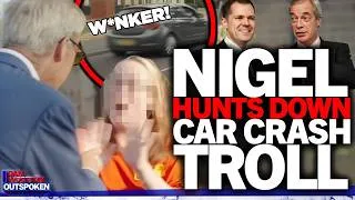 Thumbnail: "Found her!" Nigel Farage hunts down woman in Clacton who called him "w**ker" before CRASHING car