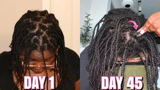 Thumbnail: Taking down 45 day old mini braids + length check + wash day (4c/4b hair)