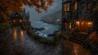 Thumbnail: Warm Cottage by the Endless Seaside | Quiet Rainy Autumn in an Old Gothic Village | Dark academia