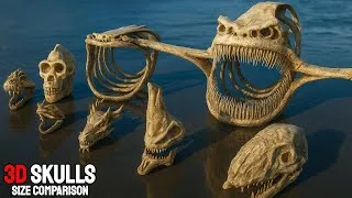 Thumbnail: 3D Skull Size Comparison | Dinosaurs vs Sea Monsters vs Movie Monsters