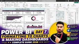 Thumbnail: Power BI Day 7 🔥 Create Stunning Dashboards & Format Charts Like a Pro | Complete Guide 2026
