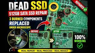 Thumbnail: 512GB SATA SSD Repair | Burned Components Replaced Under Microscope | SSD PCB Repair