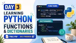Thumbnail: Python Functions vs Dictionaries | What I Mastered on Day 3