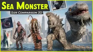 Thumbnail: Sea Monsters Size Comparison 2026 | Godzilla vs Giant Sea Creatures | Biggest Sea Monster
