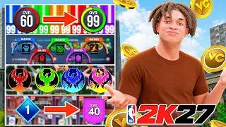 Thumbnail: FASTEST WAY TO 99 OVR (AFTER PATCH), MAX BADGES, LVL 40 & REBIRTH, and FREE VC in 1 DAY on NBA 2K27
