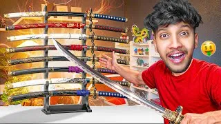 Thumbnail: I BOUGHT 10 EXPENSIVE ANIME KATANA Worth ₹1,00,000!🔥(Unboxing)