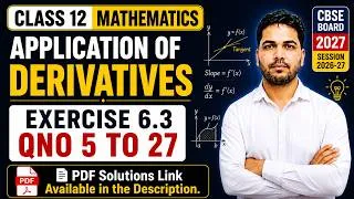 Thumbnail: Application of Derivatives |Ex 6.3 Q5–27| NCERT Solutions Ch-6 |Class 12 Maths #mathematics #ncert