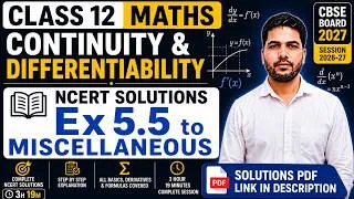 Thumbnail: Class 12 Maths|Continuity & Differentiability| NCERT Solutions Ex 5.5 to Miscellaneous #mathematics