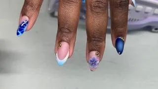 Thumbnail: Almond Ombre French 3d Flower Acrylic Nails