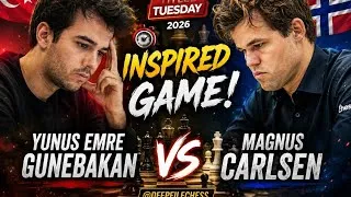 Thumbnail: ♟️ YUNUS Emre GUNEBAKAN Vs MAGNUS Carlsen | Event : TITLED Tuesday,2026. @deepfilechess.