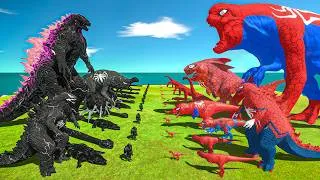 Thumbnail: Spiderman D-Rex vs Godzilla Venom, SpiderDino vs VenomMonster - Animal Revolt Battle Simulator