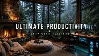 Thumbnail: Monk Mode Music For Deep Focus Flow - Ultimate Productivity In Your Modern Forest Cabin Office