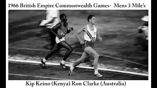 Thumbnail: Kip Keino (Kenya)  Ron Clarke (Australia) - mens 3 miles -  1966 Commonwealth Games Jamaica