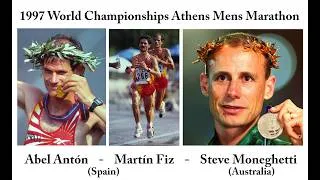 Thumbnail: Abel Antón, Martín Fiz, Steve Moneghetti  Mens Marathon 1997 World Championships Athens