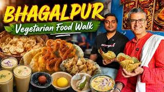 Thumbnail: Best Bhagalpur vegetarian food walk l Bhunja, Sattua, Kachori Jalebi, Parwal Mithai, Handi Chai